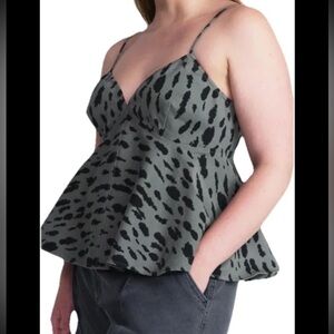 Scoop Gray Black Denim Peplum TANK Top NEW Stretchy back Adjustable Straps LARGE